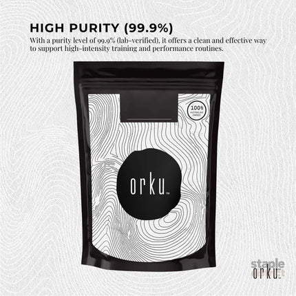 Orku 1Kg Creatine Monohydrate Powder 200 Mesh Micronised 99.9% Pure Unflavoured - Health & Beauty > Nutrition &