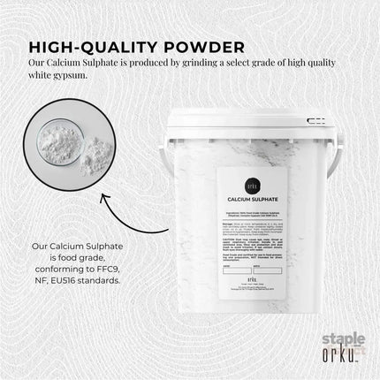 Orku 1Kg Fine Calcium Sulphate Gypsum Powder Tub - Dihydrate Food Grade FCC E516 - Commercial > Commercial Others >