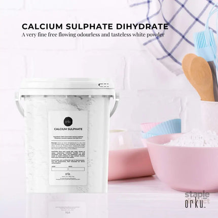 Orku 1Kg Fine Calcium Sulphate Gypsum Powder Tub - Dihydrate Food Grade FCC E516 - Commercial > Commercial Others >