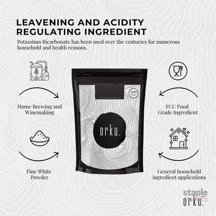 Orku 1Kg Potassium Bicarbonate Powder - Food Grade Pure FCC Brewing Baking - Commercial > Commercial Others >