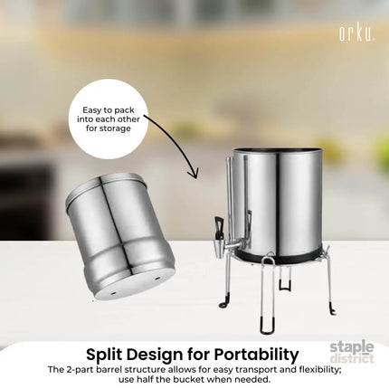 Orku 23L Gravity Benchtop Water Filter System with Gauge - Stainless Steel - Appliances > Kitchen Appliances > Kitchen