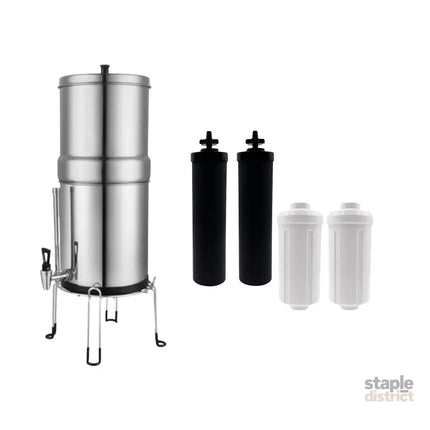 Orku 23L Gravity Benchtop Water Filter System with Gauge - Stainless Steel - Appliances > Kitchen Appliances > Kitchen