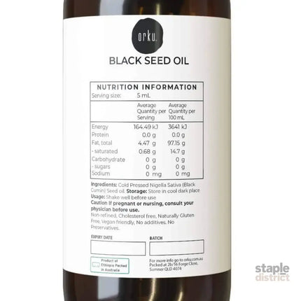 Orku 25ml Pure Black Seed Oil Cold Pressed 100% Ethiopian Nigella Sativa Cumin - Home & Garden > Laundry & Cleaning >