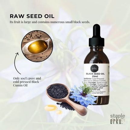 Orku 25ml Pure Black Seed Oil Cold Pressed 100% Ethiopian Nigella Sativa Cumin - Home & Garden > Laundry & Cleaning >