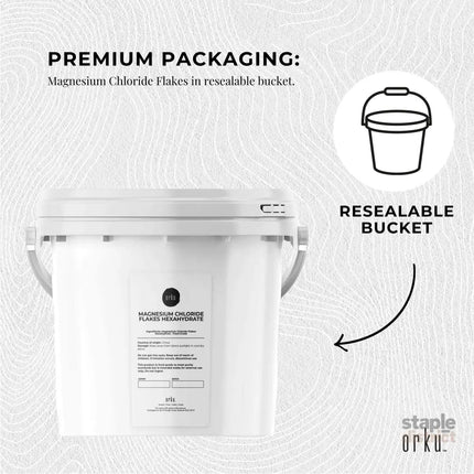 Orku 3.8Kg Magnesium Chloride Flakes Hexahydrate Tub - FCC USP Spec Bath Salts - Health & Beauty > Bath & Body > Bath