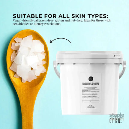 Orku 3.8Kg Magnesium Chloride Flakes Hexahydrate Tub - FCC USP Spec Bath Salts - Health & Beauty > Bath & Body > Bath