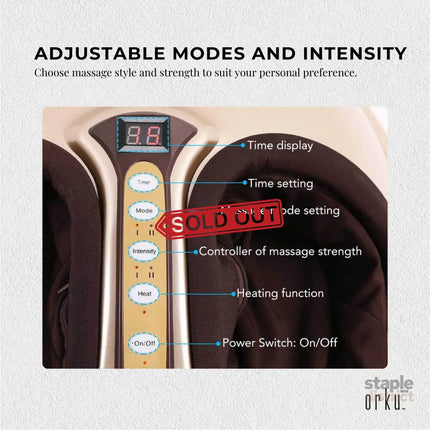Orku 3D Foot Massager Machine - Home Heat Massage Kneading Air Compression Gold - Health & Beauty > Massage &