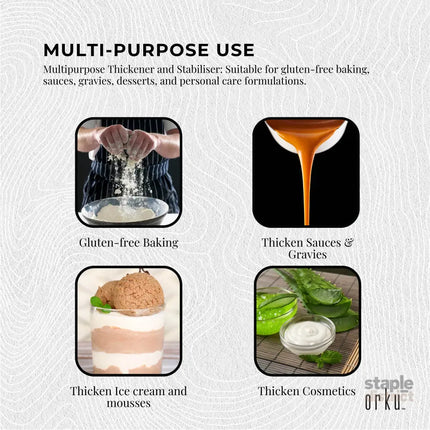 Orku 3Kg Xanthan Gum Thickener Pure Powder 200 Mesh FCC E415 Food Additive TUB - Food & Beverage > Pantry > Seasonings