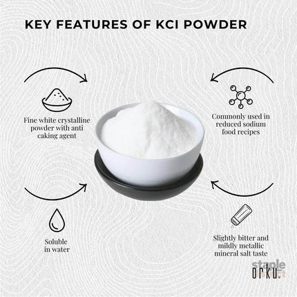 Orku 400g Potassium Chloride Powder (KCl) - Food Grade E508 Salt Substitute - Health & Beauty > Nutrition & Supplements