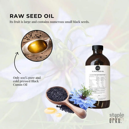 Orku 500ml Pure Black Seed Oil Cold Pressed 100% Ethiopian Nigella Sativa Cumin - Home & Garden > Laundry & Cleaning >