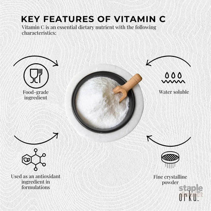 Orku 50g Vitamin C Powder Pure L-Ascorbic Acid - USP Grade Non-GMO - Health & Beauty > Nutrition & Supplements >