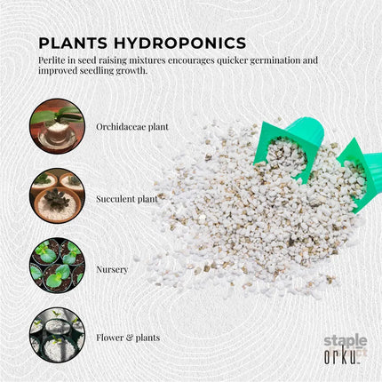 Orku 50L Perlite Super Coarse Premium Soil Expanded Medium Plants Hydroponics - Home & Garden > Garden Tools > Sands &