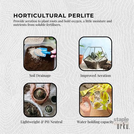 Orku 50L Perlite Super Coarse Premium Soil Expanded Medium Plants Hydroponics - Home & Garden > Garden Tools > Sands &