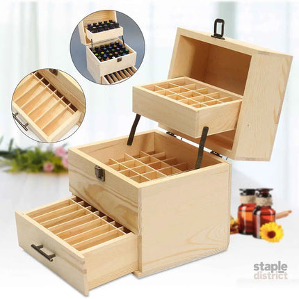 Orku 59 Essential Oil Bottle Storage Box - Wooden 3 Tier Aromatherapy Organiser - Home & Garden > Kitchenware > Food