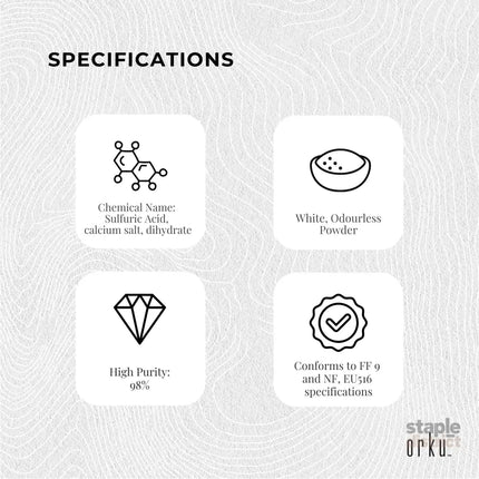 Orku 5Kg Fine Calcium Sulphate Gypsum Powder - Dihydrate Food Grade FCC E516 - Commercial > Commercial Others >