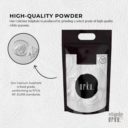 Orku 5Kg Fine Calcium Sulphate Gypsum Powder - Dihydrate Food Grade FCC E516 - Commercial > Commercial Others >