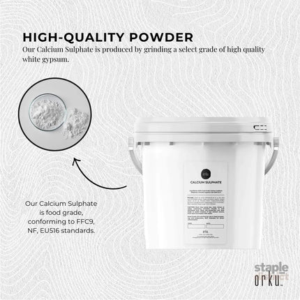 Orku 5Kg Fine Calcium Sulphate Gypsum Powder Tub - Dihydrate Food Grade FCC E516 - Commercial > Commercial Others >