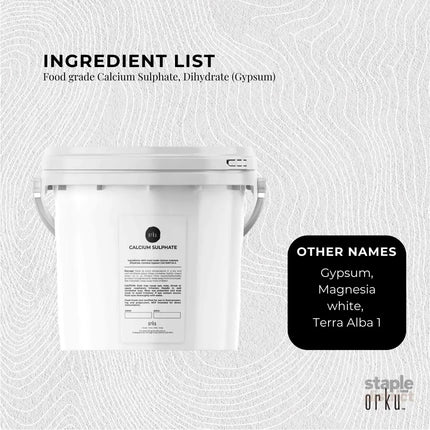 Orku 5Kg Fine Calcium Sulphate Gypsum Powder Tub - Dihydrate Food Grade FCC E516 - Commercial > Commercial Others >