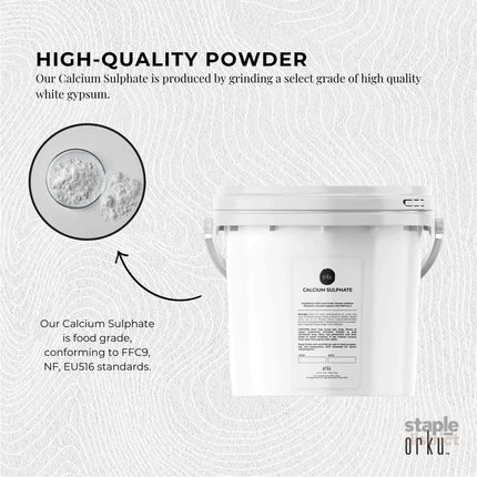 Orku 5Kg Fine Calcium Sulphate Gypsum Powder Tub - Dihydrate Food Grade FCC E516 - Commercial > Commercial Others >