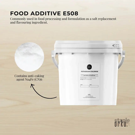 Orku 5Kg Potassium Chloride Powder (KCl) Tub - Food Grade E508 Salt Substitute - Health & Beauty > Nutrition &