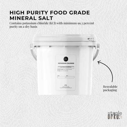 Orku 5Kg Potassium Chloride Powder (KCl) Tub - Food Grade E508 Salt Substitute - Health & Beauty > Nutrition &