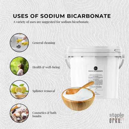 Orku 5Kg Sodium Bicarbonate Food Grade Tub Baking Soda Aluminium Free Powder - Health & Beauty > Nutrition &