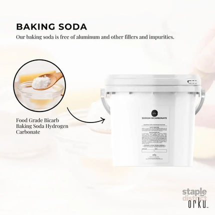 Orku 5Kg Sodium Bicarbonate Food Grade Tub Baking Soda Aluminium Free Powder - Health & Beauty > Nutrition &