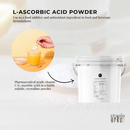 Orku 5Kg Vitamin C Powder in Tub Pure L-Ascorbic Acid - USP Grade Non-GMO - Health & Beauty > Nutrition & Supplements >