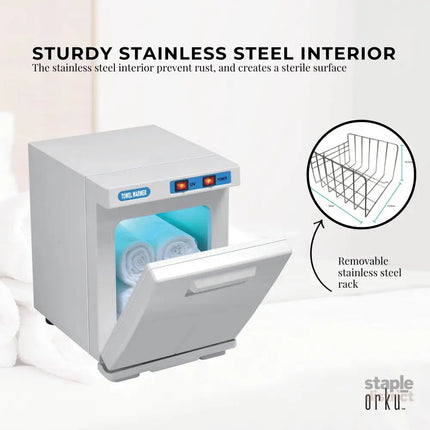Orku 5L White Electric Hand Towel Warmer Mini UV Steriliser Cabinet Salon Heater - Health & Beauty > Health & Wellbeing
