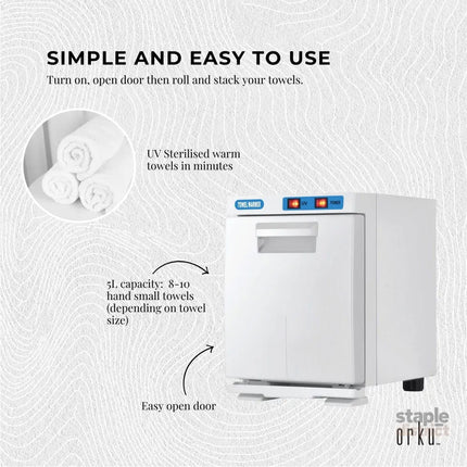 Orku 5L White Electric Hand Towel Warmer Mini UV Steriliser Cabinet Salon Heater - Health & Beauty > Health & Wellbeing