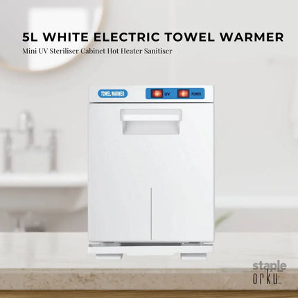 Orku 5L White Electric Hand Towel Warmer Mini UV Steriliser Cabinet Salon Heater - Health & Beauty > Health & Wellbeing