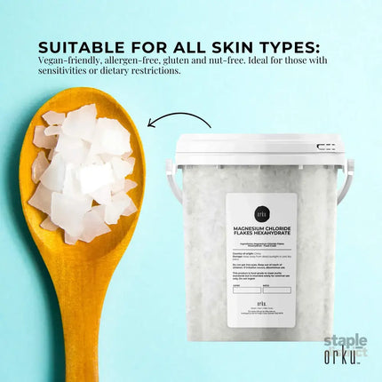 Orku 800g Magnesium Chloride Flakes Hexahydrate Tub - FCC USP Spec Bath Salts - Health & Beauty > Bath & Body > Bath