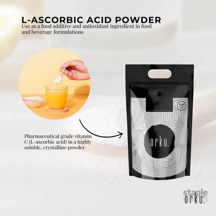 Orku Bulk 20Kg Vitamin C Powder Pure L-Ascorbic Acid - USP Grade Non-GMO - Health & Beauty > Nutrition & Supplements >