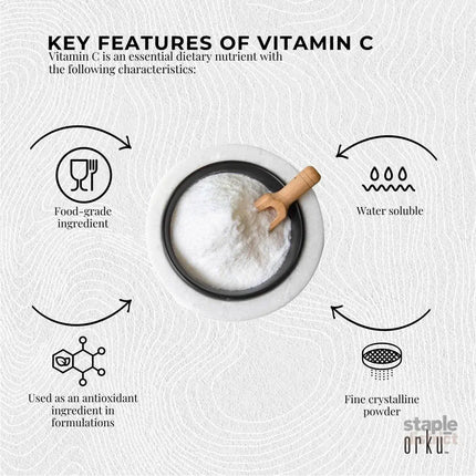 Orku Bulk 20Kg Vitamin C Powder Pure L-Ascorbic Acid - USP Grade Non-GMO - Health & Beauty > Nutrition & Supplements >