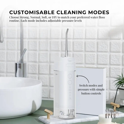 Orku Mini Water Flosser Rechargeable Portable Extendable Travel Oral Irrigator White - Health & Beauty > Personal Care