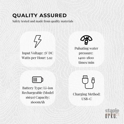 Orku Mini Water Flosser Rechargeable Portable Extendable Travel Oral Irrigator White - Health & Beauty > Personal Care