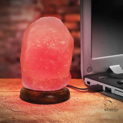 Orku Red USB Himalayan Pink Salt Lamp - Coloured Light Mini Natural Rock Crystal - Home & Garden > Lighting > Table