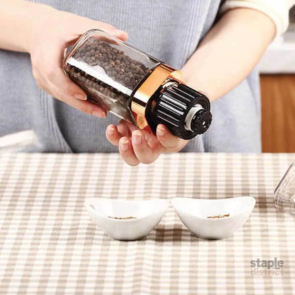 Orku Single Salt or Pepper Grinder 180ml – Glass Manual Mill with Rose Gold Lid - Home & Garden > Kitchenware > Salt &