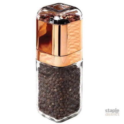 Orku Single Salt or Pepper Grinder 180ml – Glass Manual Mill with Rose Gold Lid - Home & Garden > Kitchenware > Salt &