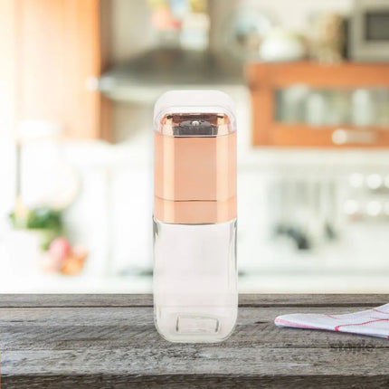 Orku Single Salt or Pepper Grinder 180ml – Glass Manual Mill with Rose Gold Lid - Home & Garden > Kitchenware > Salt &