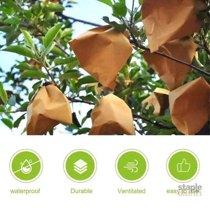 Paper Fruit Bags 100pcs Protective Bagging for Orchard Garden Harvest Storage - Commercial > Packaging > Postage