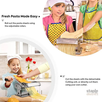 Pasta Maker Manual Steel Machine with 8 Adjustable Thickness Settings - Appliances > Kitchen Appliances > Speciality