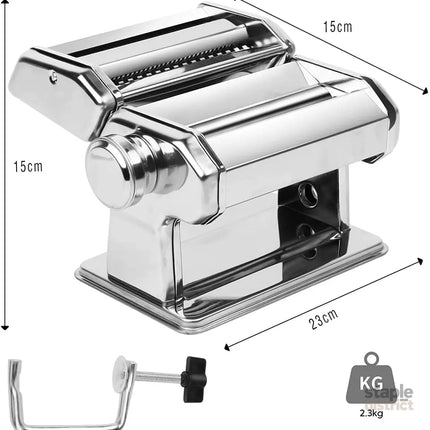 Pasta Maker Manual Steel Machine with 8 Adjustable Thickness Settings - Appliances > Kitchen Appliances > Speciality