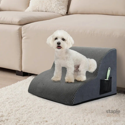 Pawz 2 Steps Pet Stairs Dog Ramp High Density Foam Grey-2018816703462510599