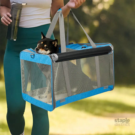 Pawz 3 in 1 Pet Soft Crate Dog Cat Carrier L Size Blue-2018816713046495238