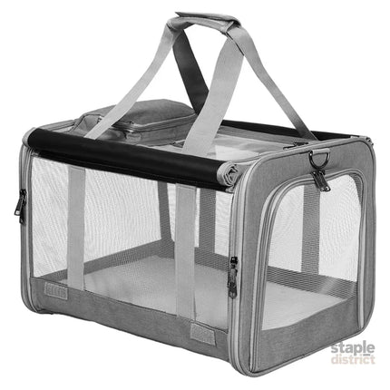 Pawz 3 in 1 Pet Soft Crate Dog Cat Carrier L Size Grey-2006732694511292416