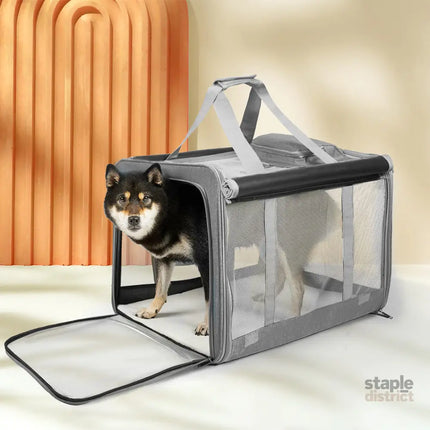 Pawz 3 in 1 Pet Soft Crate Dog Cat Carrier L Size Grey-2006732694511292423