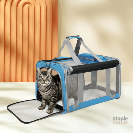 Pawz 3 in 1 Pet Soft Crate Dog Cat Carrier M Size Blue-2018816685754159110