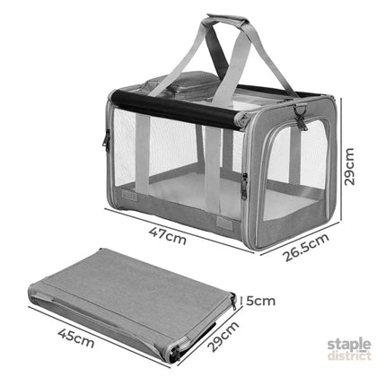 Pawz 3 in 1 Pet Soft Crate Dog Cat Carrier M Size Grey-2029387205448962050