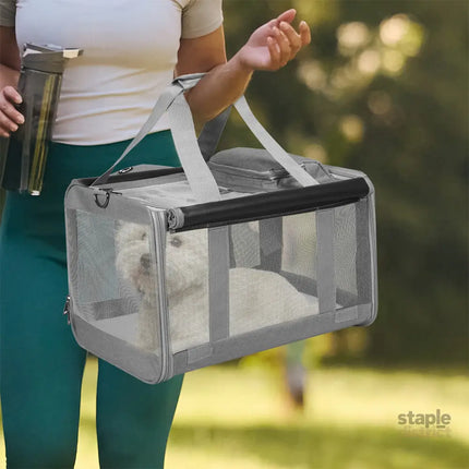 Pawz 3 in 1 Pet Soft Crate Dog Cat Carrier M Size Grey-2029387205448962054